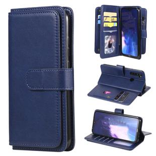 For Xiaomi Redmi Note 8 Multifunctional Magnetic Copper Buckle Horizontal Flip Solid Color Leather Case with 10 Card Slots & Wallet & Holder & Photo Frame(Dark Blue)