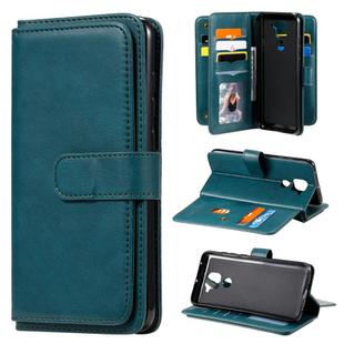 For Xiaomi Redmi Note 9 Multifunctional Magnetic Copper Buckle Horizontal Flip Solid Color Leather Case with 10 Card Slots & Wallet & Holder & Photo Frame(Dark Green)