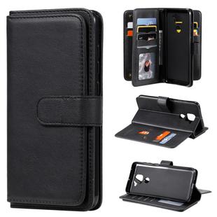 For Xiaomi Redmi Note 9 Multifunctional Magnetic Copper Buckle Horizontal Flip Solid Color Leather Case with 10 Card Slots & Wallet & Holder & Photo Frame(Black)