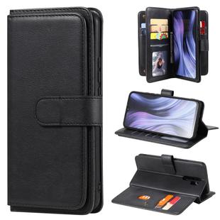 For Xiaomi Redmi 9 Multifunctional Magnetic Copper Buckle Horizontal Flip Solid Color Leather Case with 10 Card Slots & Wallet & Holder & Photo Frame(Black)
