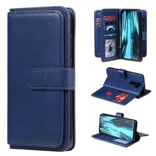 For Xiaomi Redmi Note 8 Pro Multifunctional Magnetic Copper Buckle Horizontal Flip Solid Color Leather Case with 10 Card Slots & Wallet & Holder & Photo Frame(Dark Blue)