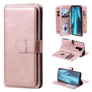 For Xiaomi Redmi Note 8 Pro Multifunctional Magnetic Copper Buckle Horizontal Flip Solid Color Leather Case with 10 Card Slots & Wallet & Holder & Photo Frame(Rose Gold)