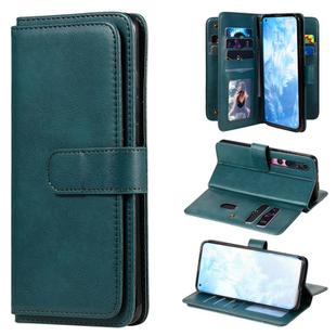 For Xiaomi Mi 10 / 10 Pro Multifunctional Magnetic Copper Buckle Horizontal Flip Solid Color Leather Case with 10 Card Slots & Wallet & Holder & Photo Frame(Dark Green)