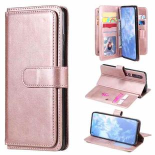 For Xiaomi Mi 10 / 10 Pro Multifunctional Magnetic Copper Buckle Horizontal Flip Solid Color Leather Case with 10 Card Slots & Wallet & Holder & Photo Frame(Rose Gold)