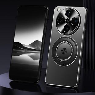 For OPPO Find X8 Pro Rotating Holder Frosted Metal Phone Case(Black)