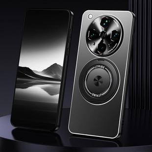 For OPPO Find X8 Ultra Rotating Holder Frosted Metal Phone Case(Black)
