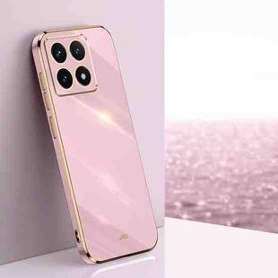 For Xiaomi 14T Pro 5G Global XINLI Straight 6D Plating Gold Edge TPU Phone Case(Cherry Purple)