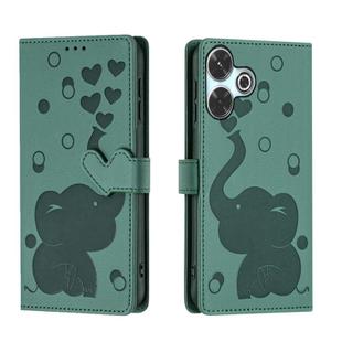 For Redmi 13 4G / 5G Cartoon Elephant Embossed Leather Phone Case(Green)