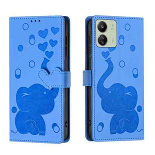 For Redmi 13C 4G Cartoon Elephant Embossed Leather Phone Case(Blue)