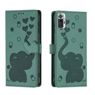 For Redmi Note 10 Pro Cartoon Elephant Embossed Leather Phone Case(Green)