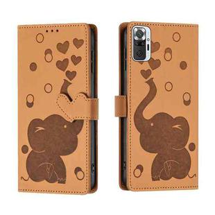 For Redmi Note 10 Pro Cartoon Elephant Embossed Leather Phone Case(Yellow)