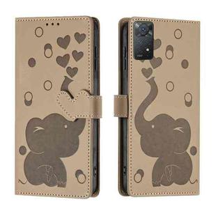 For Redmi Note 11 Pro 4G / 5G Cartoon Elephant Embossed Leather Phone Case(Khaki)