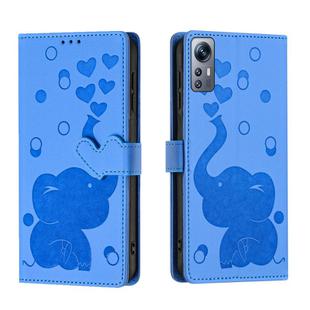 For Redmi Note 12S 4G Cartoon Elephant Embossed Leather Phone Case(Blue)