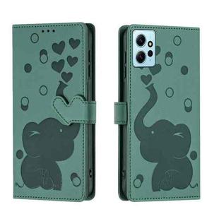 For Redmi Note 12 4G Cartoon Elephant Embossed Leather Phone Case(Green)