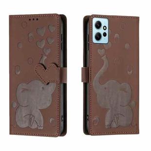 For Redmi Note 12 4G Cartoon Elephant Embossed Leather Phone Case(Brown)