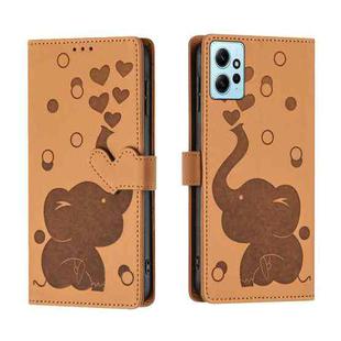 For Redmi Note 12 4G Cartoon Elephant Embossed Leather Phone Case(Yellow)