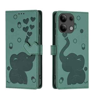 For Redmi Note 13 4G Cartoon Elephant Embossed Leather Phone Case(Green)