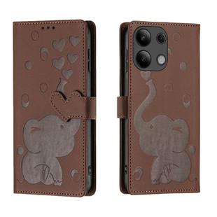 For Redmi Note 13 4G Cartoon Elephant Embossed Leather Phone Case(Brown)