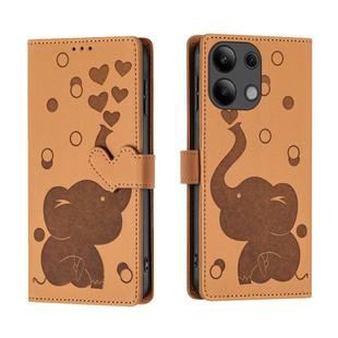 For Redmi Note 13 4G Cartoon Elephant Embossed Leather Phone Case(Yellow)