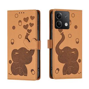 For Redmi Note 13 5G Cartoon Elephant Embossed Leather Phone Case(Yellow)