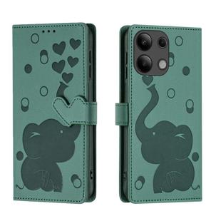 For Redmi Note 13 Pro 4G Cartoon Elephant Embossed Leather Phone Case(Green)