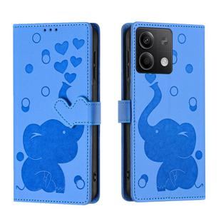 For Redmi Note 13 Pro 5G Cartoon Elephant Embossed Leather Phone Case(Blue)