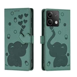 For Redmi Note 13 Pro 5G Cartoon Elephant Embossed Leather Phone Case(Green)