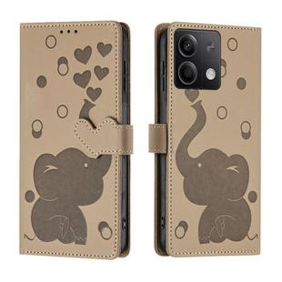 For Redmi Note 13 Pro 5G Cartoon Elephant Embossed Leather Phone Case(Khaki)