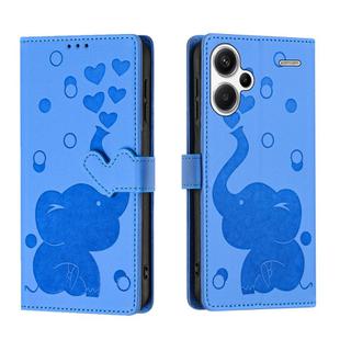 For Redmi Note 13 Pro+ Cartoon Elephant Embossed Leather Phone Case(Blue)