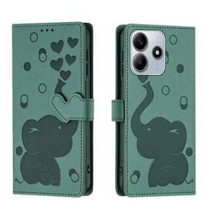 For Redmi Note 14 5G Cartoon Elephant Embossed Leather Phone Case(Green)