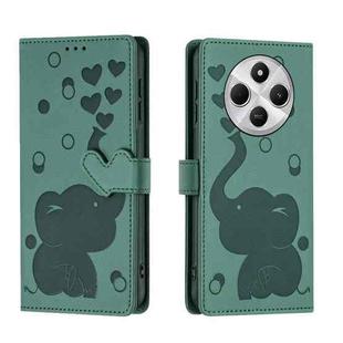 For Redmi A4 5G Cartoon Elephant Embossed Leather Phone Case(Green)