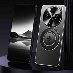 For vivo X100 Pro Rotating Holder Frosted Metal Phone Case(Black)