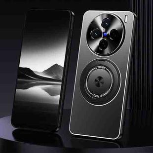For vivo X200 Rotating Holder Frosted Metal Phone Case(Black)