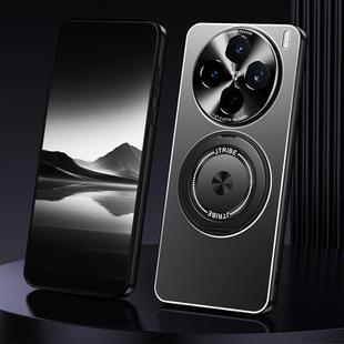For vivo X200s Rotating Holder Frosted Metal Phone Case(Black)