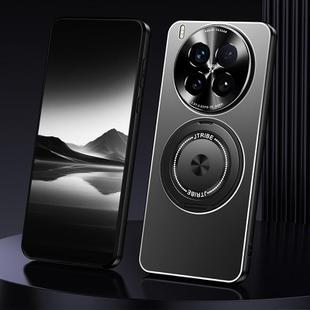 For vivo X200 Ultra Rotating Holder Frosted Metal Phone Case(Black)