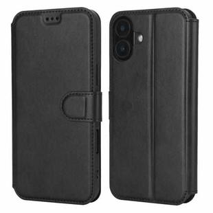 For iPhone 16 Plus Shockproof PU + TPU Leather Phone Case(Black)