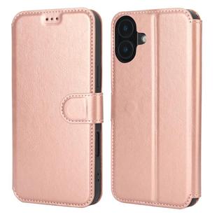 For iPhone 16 Plus Shockproof PU + TPU Leather Phone Case(Rose Gold)