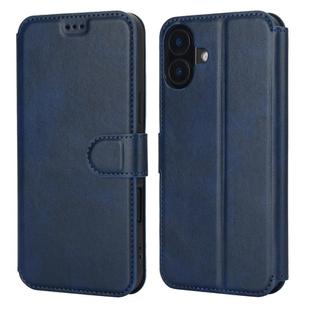 For iPhone 16 Plus Shockproof PU + TPU Leather Phone Case(Blue)