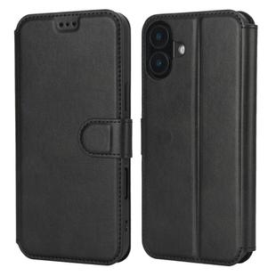 For iPhone 16 Shockproof PU + TPU Leather Phone Case(Black)