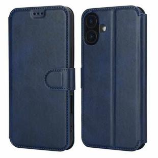 For iPhone 16 Shockproof PU + TPU Leather Phone Case(Blue)