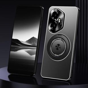 For Honor 300 Rotating Holder Frosted Metal Phone Case(Black)