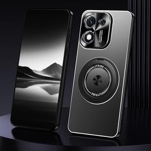 For Honor X70i Rotating Holder Frosted Metal Phone Case(Black)