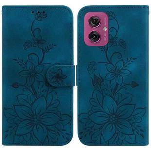 For Motorola Moto G55 Lily Embossed Leather Phone Case(Dark Blue)