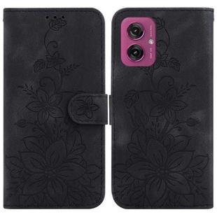 For Motorola Moto G55 Lily Embossed Leather Phone Case(Black)