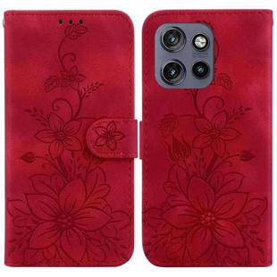 For Motorola Edge 50 Neo 5G Global Lily Embossed Leather Phone Case(Red)