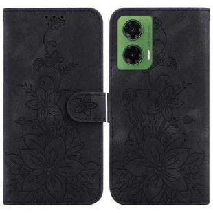 For Motorola Moto G35 Lily Embossed Leather Phone Case(Black)