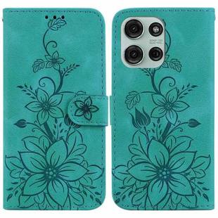 For Motorola Moto G75 5G Lily Embossed Leather Phone Case(Green)