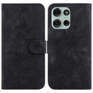 For Motorola Moto G75 5G Lily Embossed Leather Phone Case(Black)