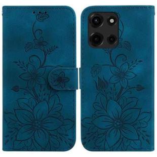 For Motorola Moto G 5G 2025 Lily Embossed Leather Phone Case(Dark Blue)