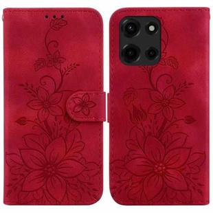 For Motorola Moto G 5G 2025 Lily Embossed Leather Phone Case(Red)